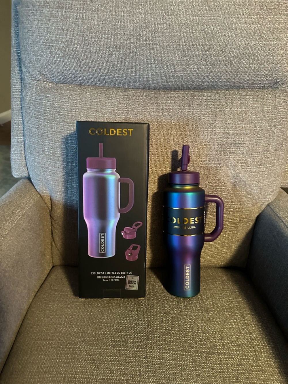 Coldest Limitless Bottle - Rocketship Alloy Iridescent Purple Blue 36 Oz